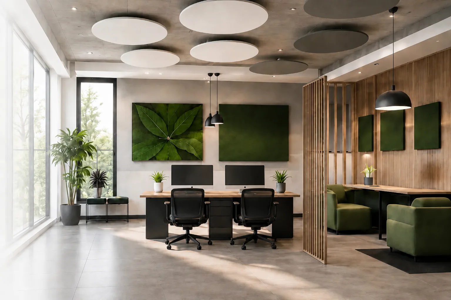 Büro mit Akustikelementen der Akustikschmiede